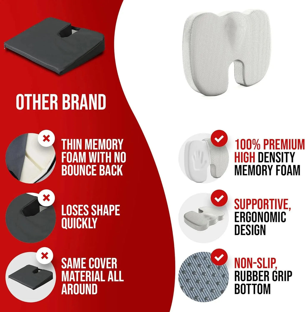 Backvibe™ Ergonomic Memory Foam Seat Cushion