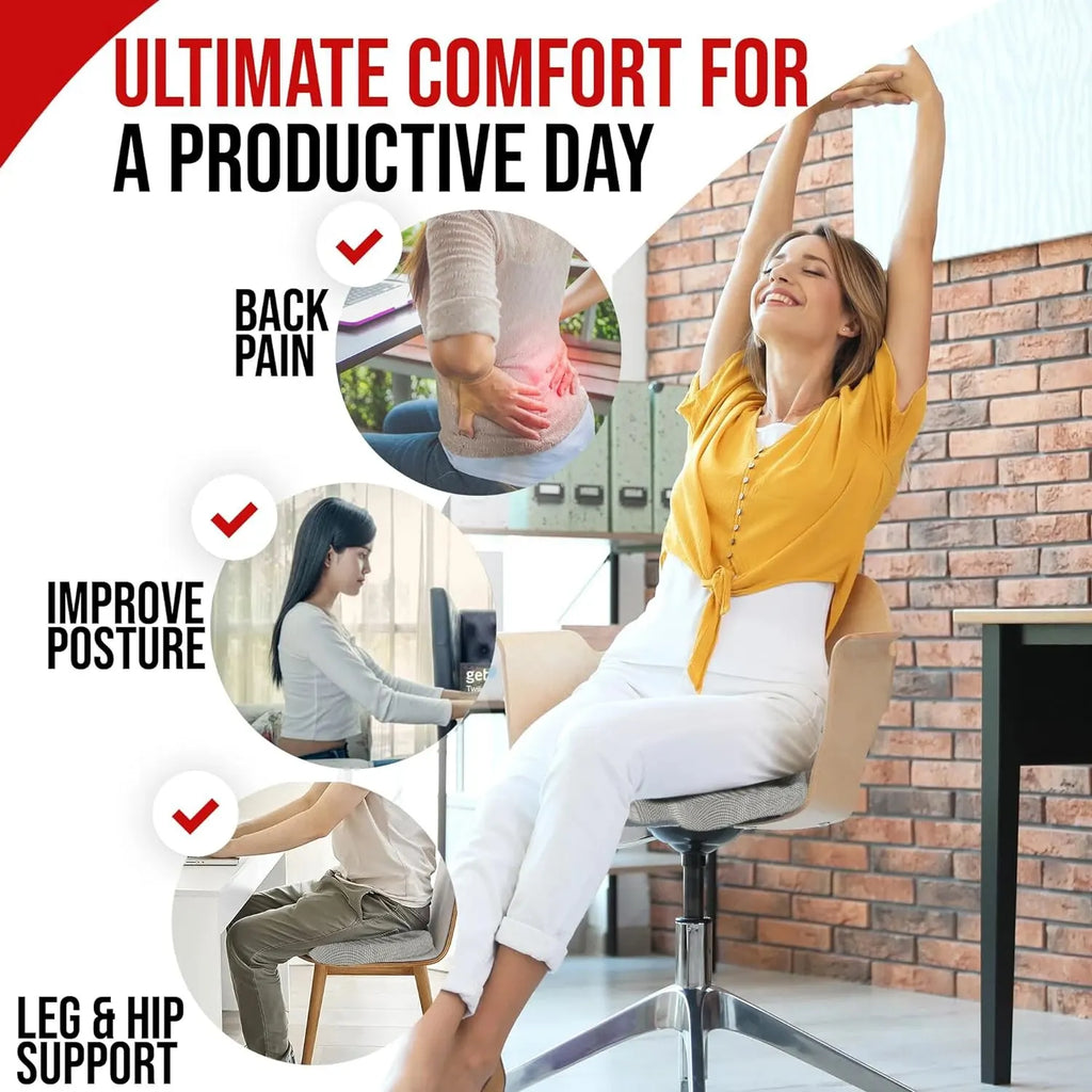 Backvibe™ Ergonomic Memory Foam Seat Cushion
